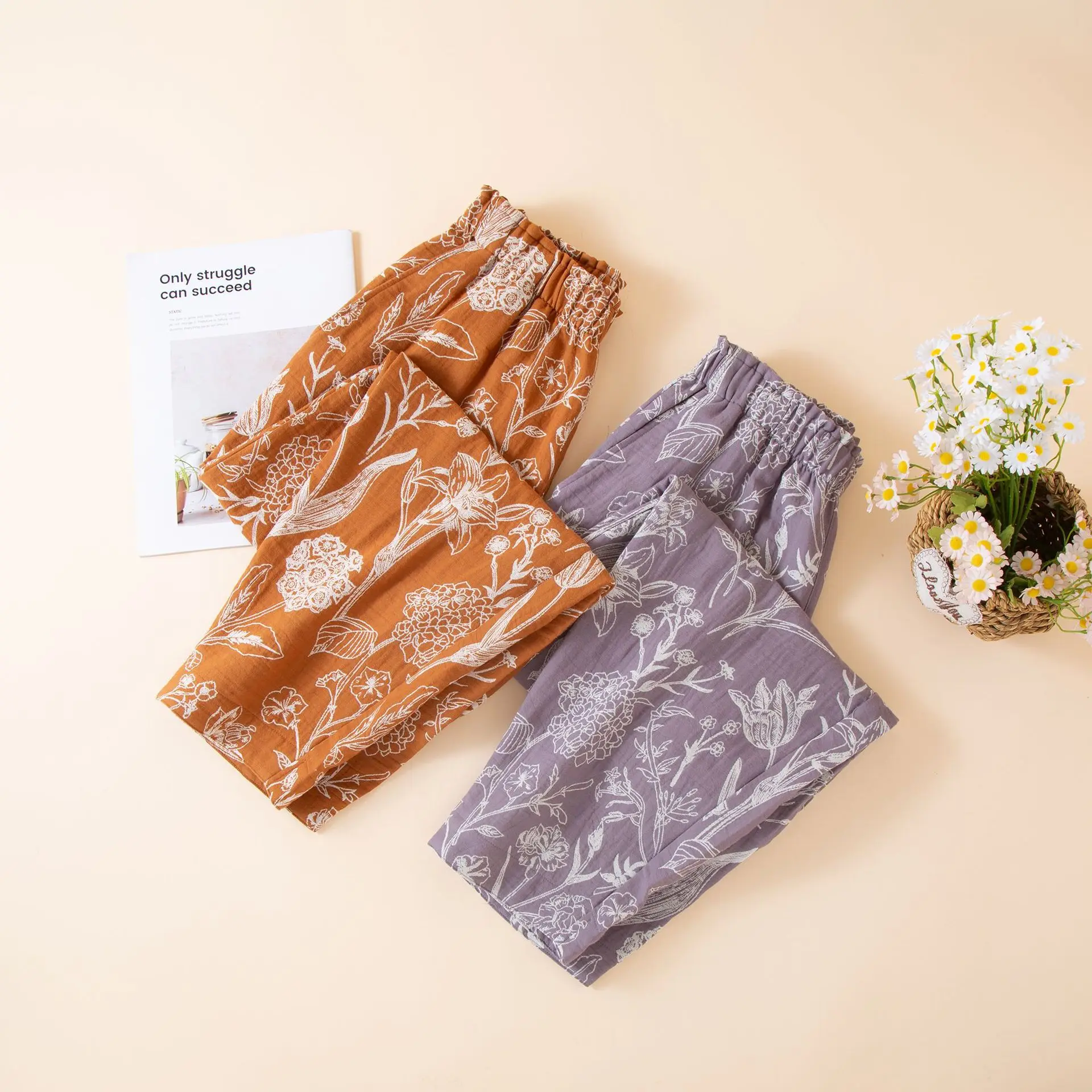 Pantalón Pijama Mujer جديد الطباعة 100% القطن ربيع الخريف ملابس خاصة بانت للنساء الراحة غير رسمية المنزل منامة بنطلون