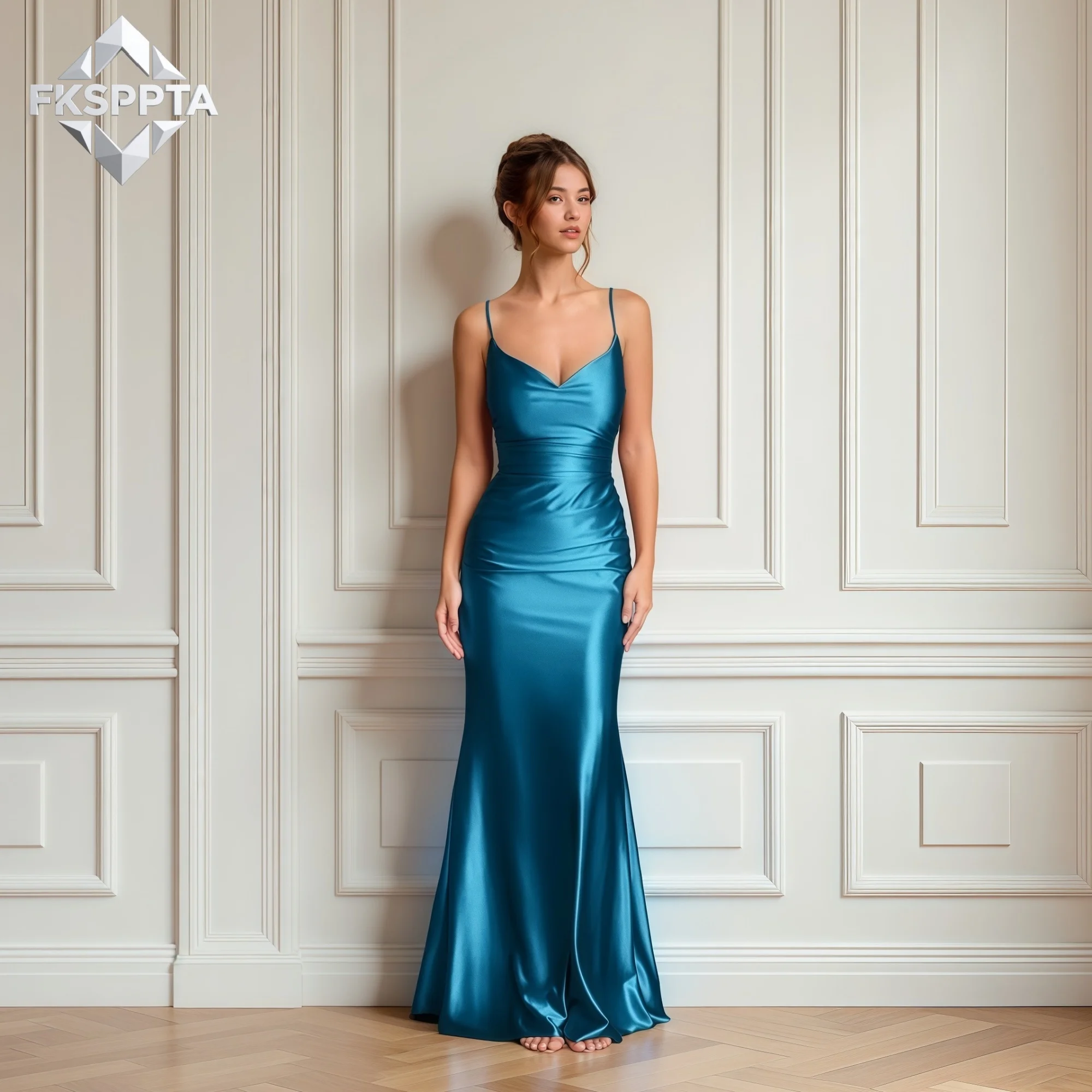 

Тюркоазовое сексуальное вечернее платье 2026 с тонкими бретелями, шнуровкой на спине, из блестящего атласа, длинное, для выпускного вечера и вечеринок, больших размеров, Vestido De Festa