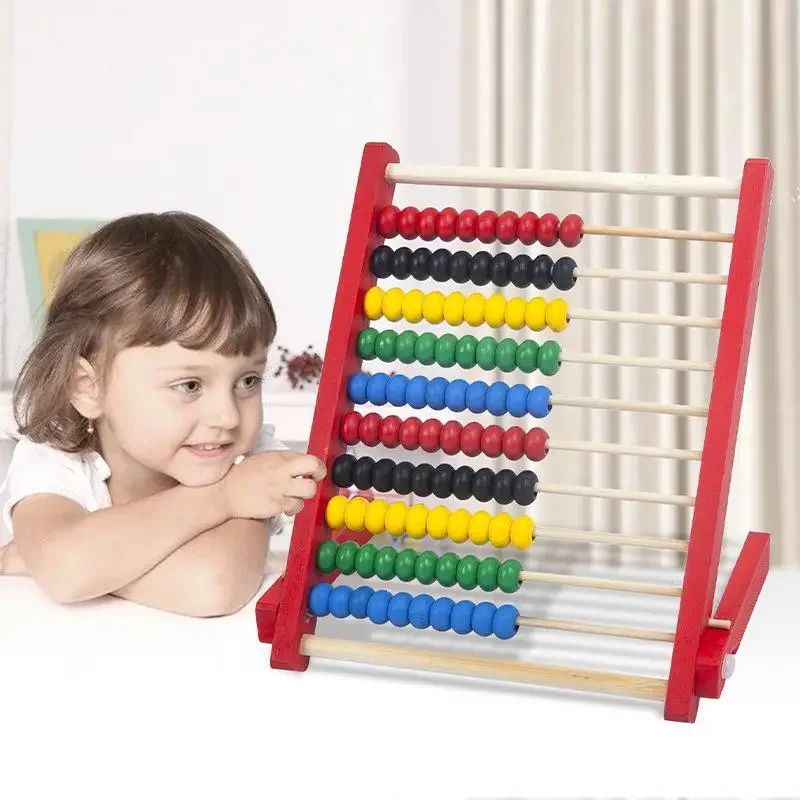 1Pcs Children's Early Education Colorful Calculation Rack Ten Wooden Toys Montessori Teaching Aids Abacus Rack Gift