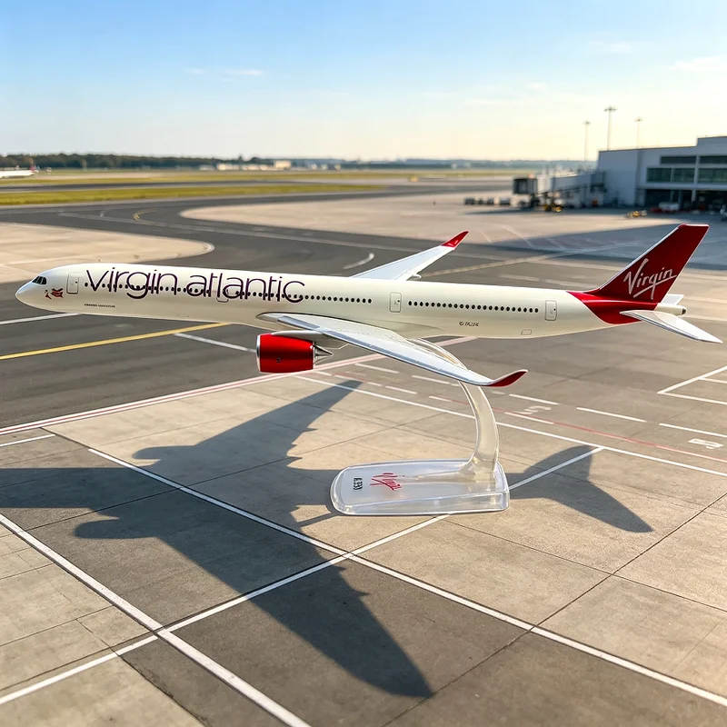 1/200 Scale Virgin Atlantic A350-1000 Airline Aircraft Assembly Plane Model Airplanes Toy Collection Display With Base Fans