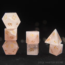 Rose Quartz Dice Polyhedral Gemstone Various Shapes Digital D20 DnD Dice for D&D TRPG Tabletop Games Board Games Dice