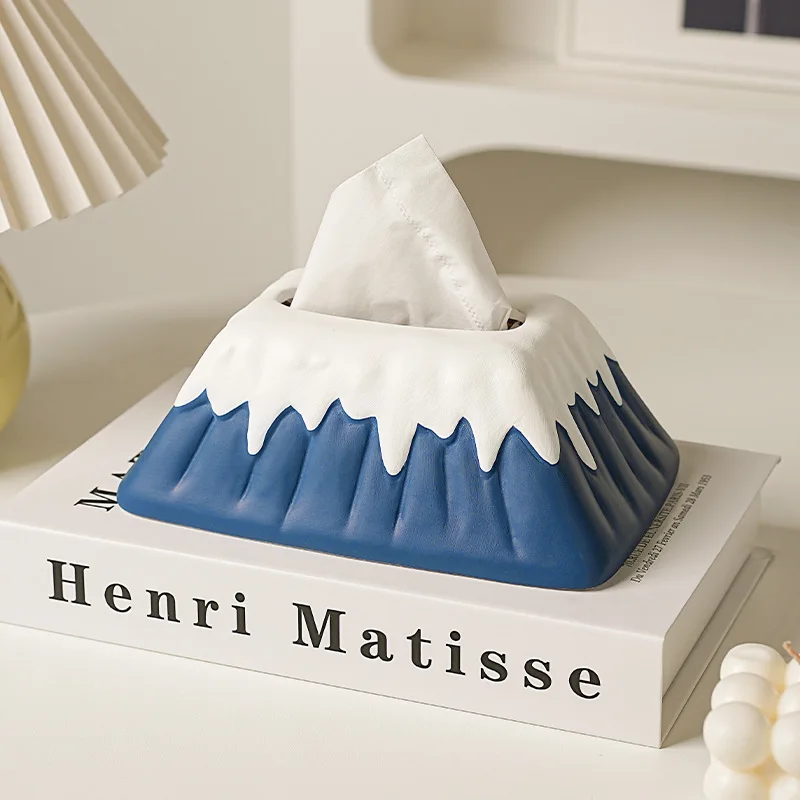 Snow Mountain Ceramic Tissue Box Living Room High Quality Paper Drawing Box Bedroom Design Dining Table Artistic Ornament