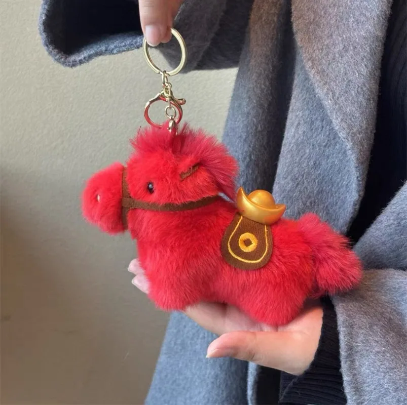 Lucky Year of the Horse Plush Mascot "Fortune Horse" Zodiac Animal Keychain Bag Backpack Decoration