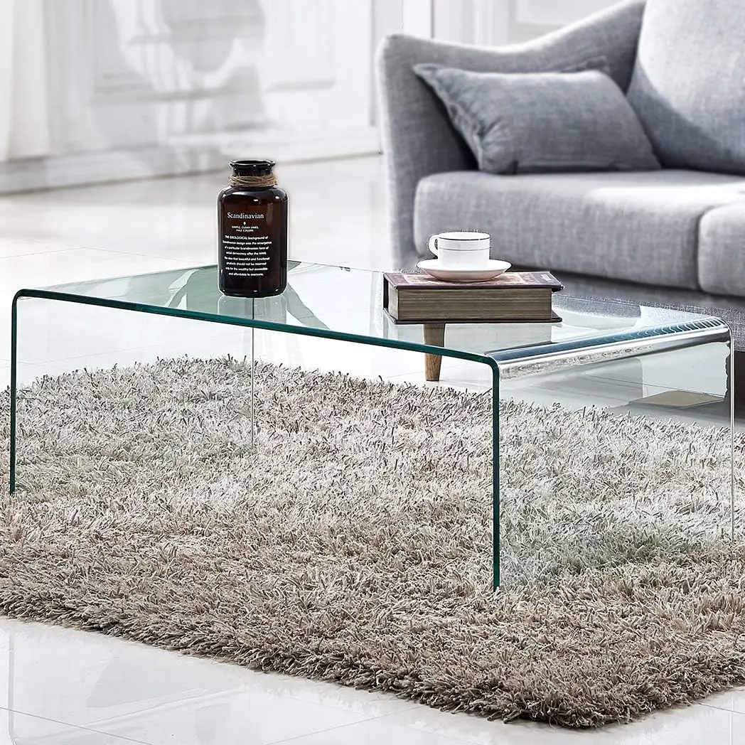 Tempered Glass Coffee Table,Clear Coffee Table, Small Modern Coffee Table for Living Room,Match Well with Rug