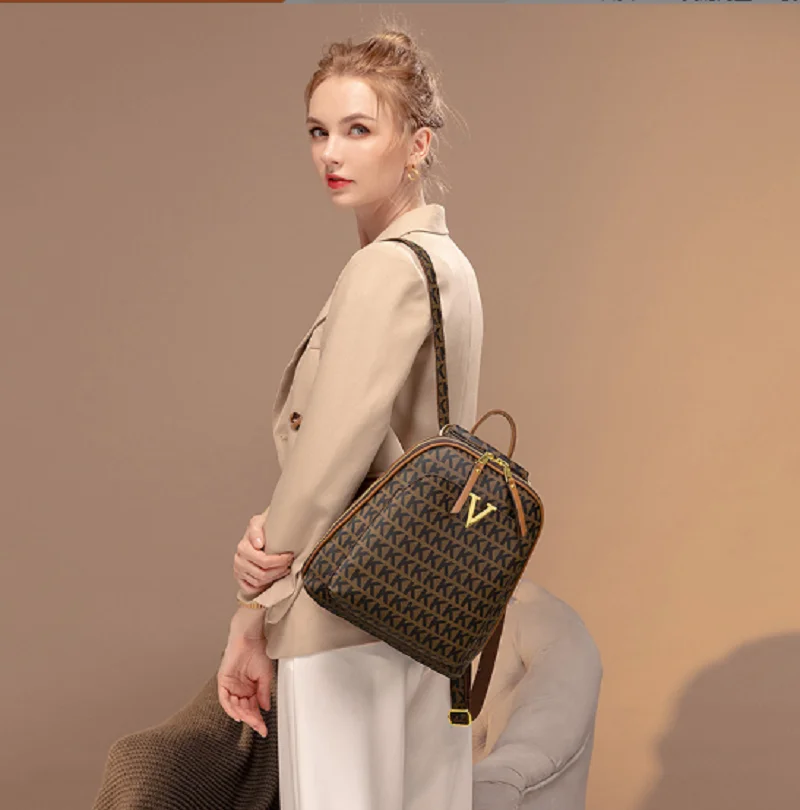 ホット販売新高品質レザートラベルバックパック女性のファッション高級デザイナー大容量ショルダーバッグトートスクールバッグ