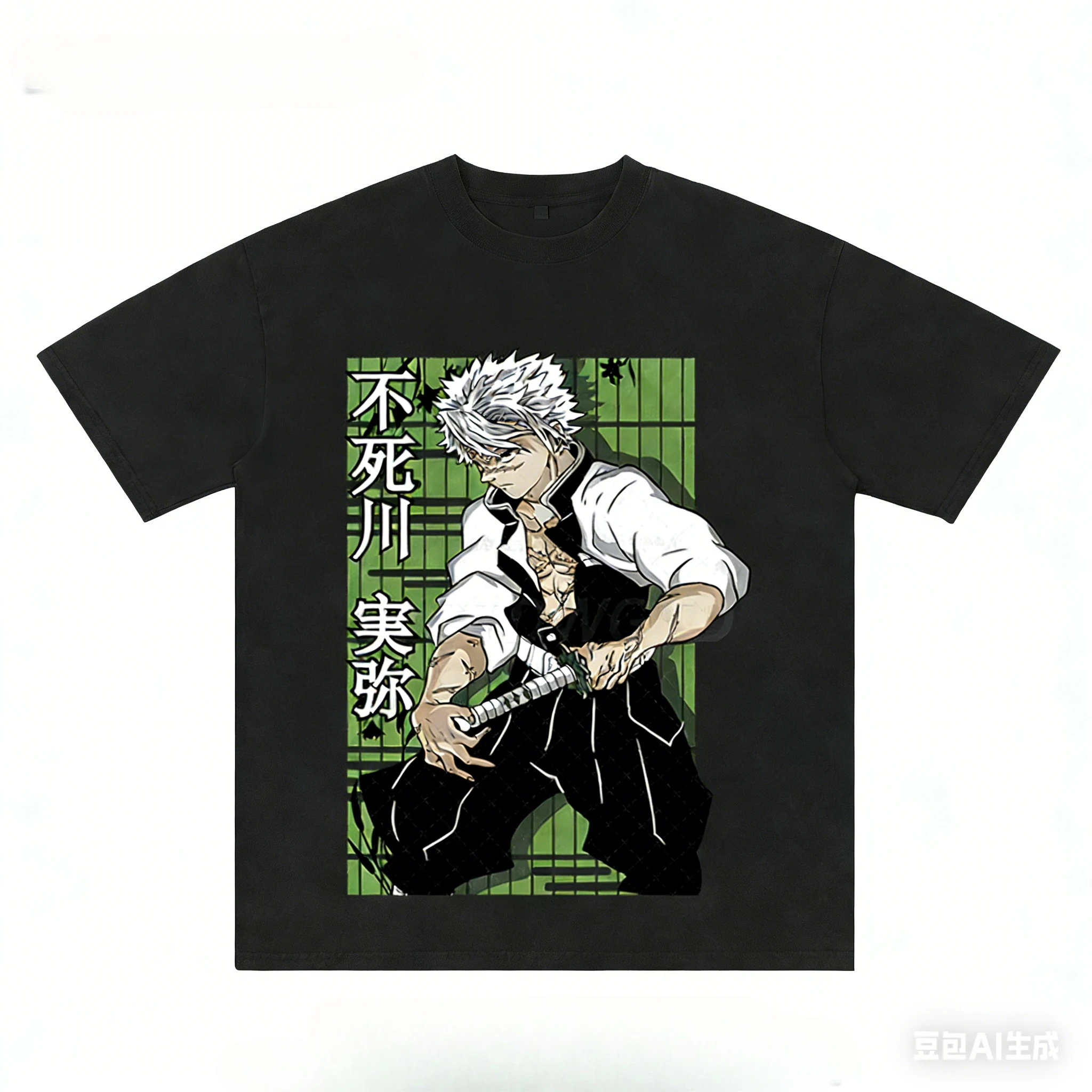 Demon Slayer Wind Hashira Sanemi T-Shirt Anime-Charakter Grafik-T-Shirts für Männer und Frauen Lässiges Oversize-Baumwoll-T-Shirt
