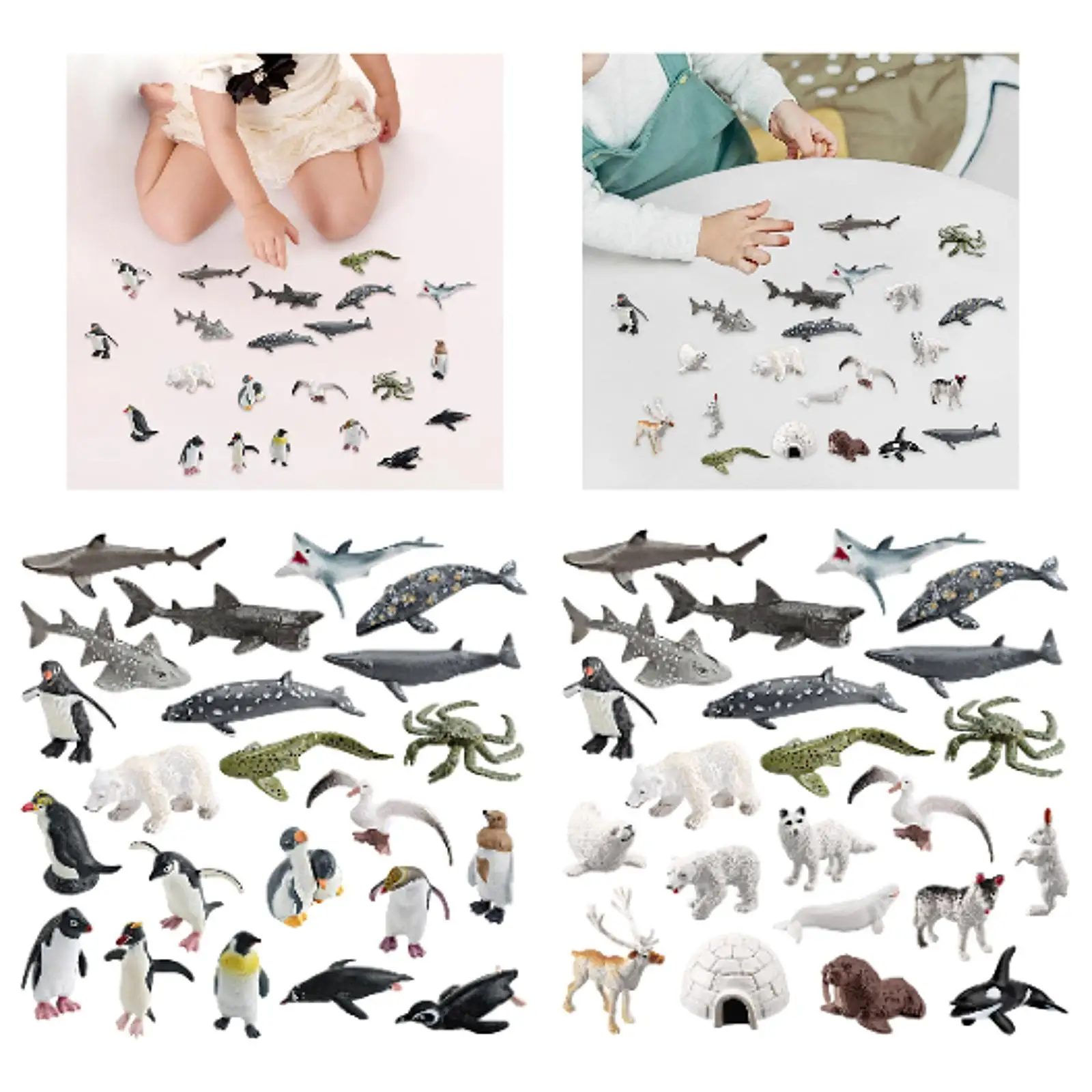 22x Sea Animals Figures Polar Animal Figurines for Teaching Aid Yard Scene