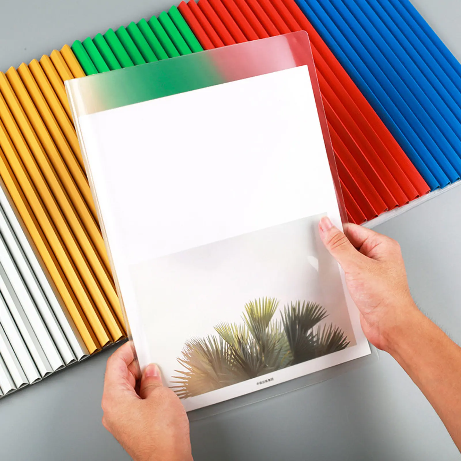 

10Pcs Transparent Report Covers A4 File Folders Sliding Bar Clear Document Organizers Resume Presentation File Binders Office