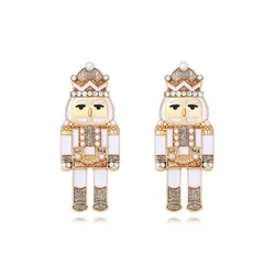 Fashion Metal Cartoon Kingdom Soldier Dangle Earrings for Women New Cute Nutcracker Design Jewelry Party Accessories