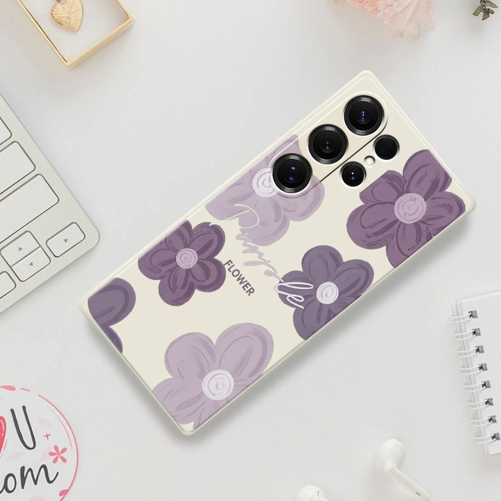 Lavender Flower Phone Case For Samsung Galaxy S25 S24 S23 S22 S21 S20 Ultra Plus S10 Plus S24FE S23FE S22FE S21FE S20FE Cover