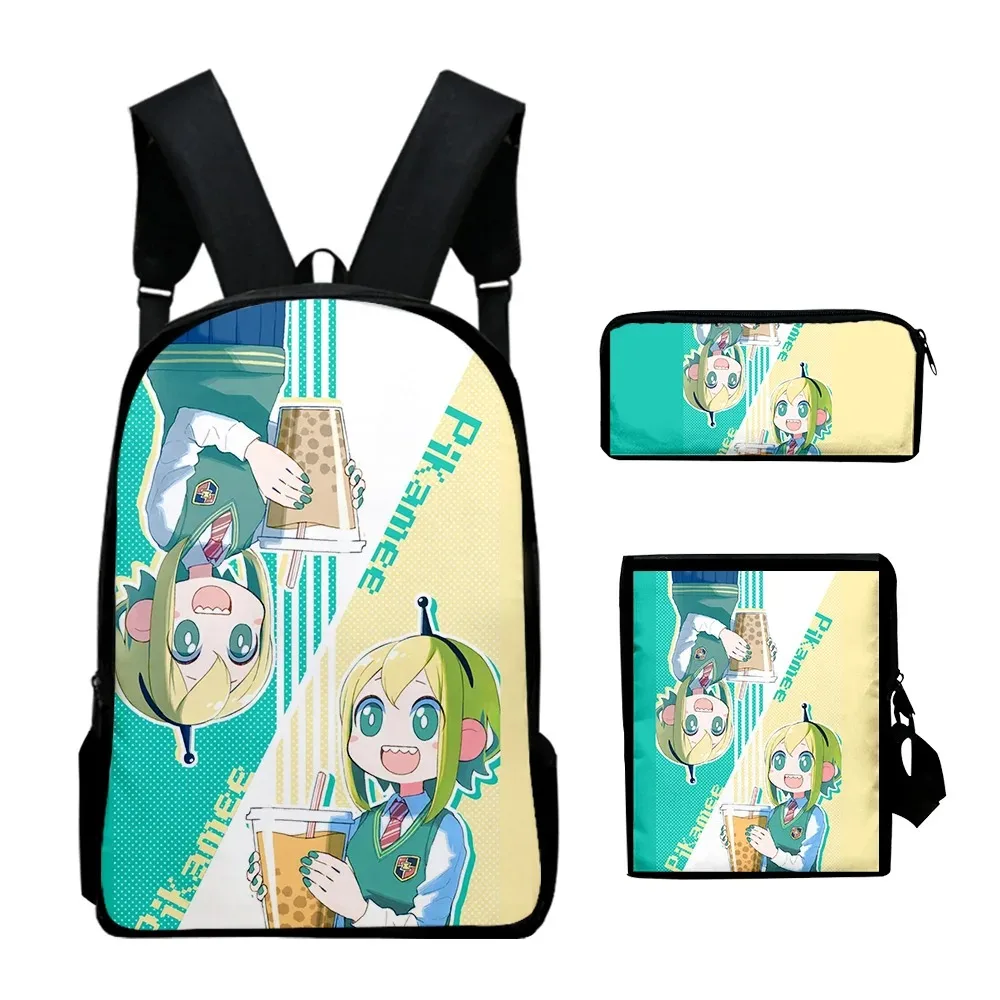 Mochila com impressão 3d de pikamee e pikamee, para a escola, laptop, bolsa de ombro, caso, 3 pcs/set