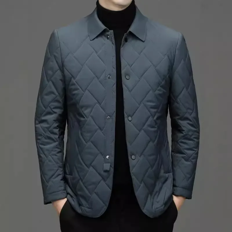 2024 men's mulberry silk cotton-padded jacket with lapel collar and light cotton-padded jacket in autumn and winter