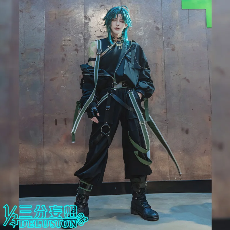 Anime Game Genshin Impact Xiao Doujin Cosplay Costume Black Tooling Uniform For Men Casual Wear Jacket Pants Suit Party Clothes