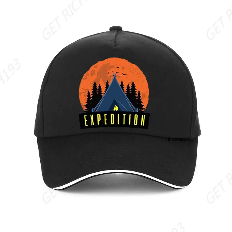 Fashion Outdoor Men Expedition Camping Print Baseball Cap Adjustable Unisex Adventure Night Expedition Campfire Camping Hat