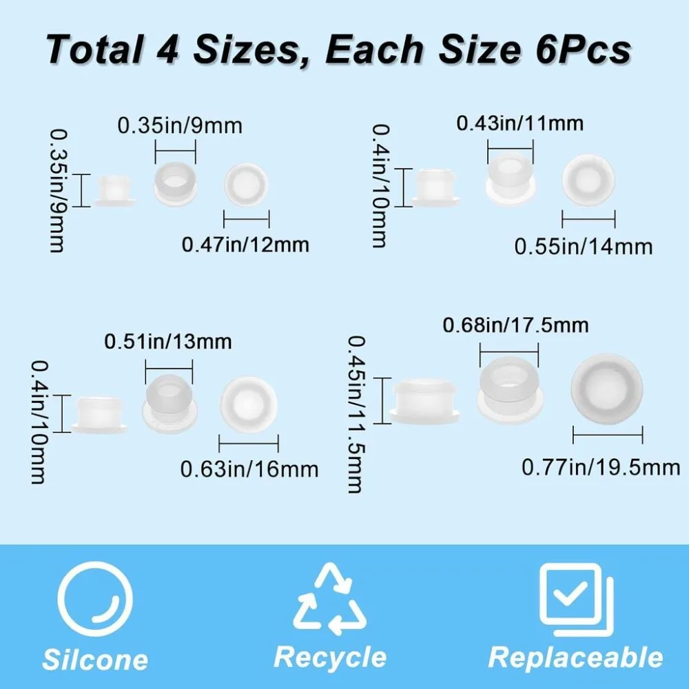 24Pcs 4 Sizes Stoppers for Salt and Pepper Shakers 1/2 15/32 23/64 11/16 Inch Salt Plug Stopper Replacement Bottle Caps Reusable