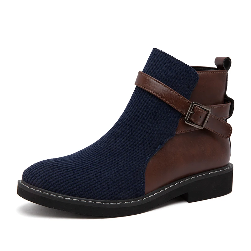 Retro Men Elevator Shoes Middle-top Boots 6CM Invisible Inner Increase Shoes Men's Height Increasing Shoes New Leather Men Boots