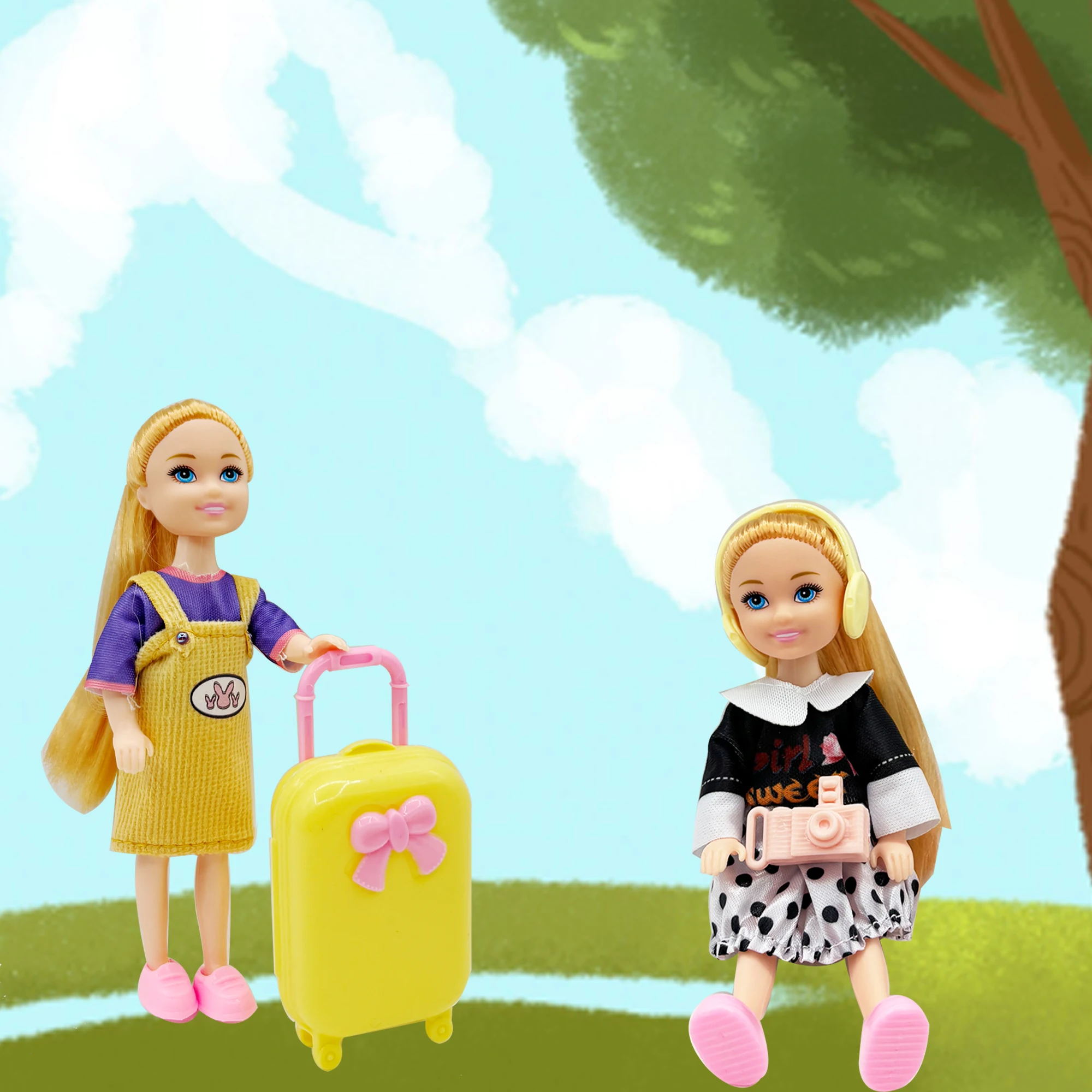 25pcs Doll Outfit Set with Travel Case, Fashionable Mini Clothes & Accessories for 5.3-6