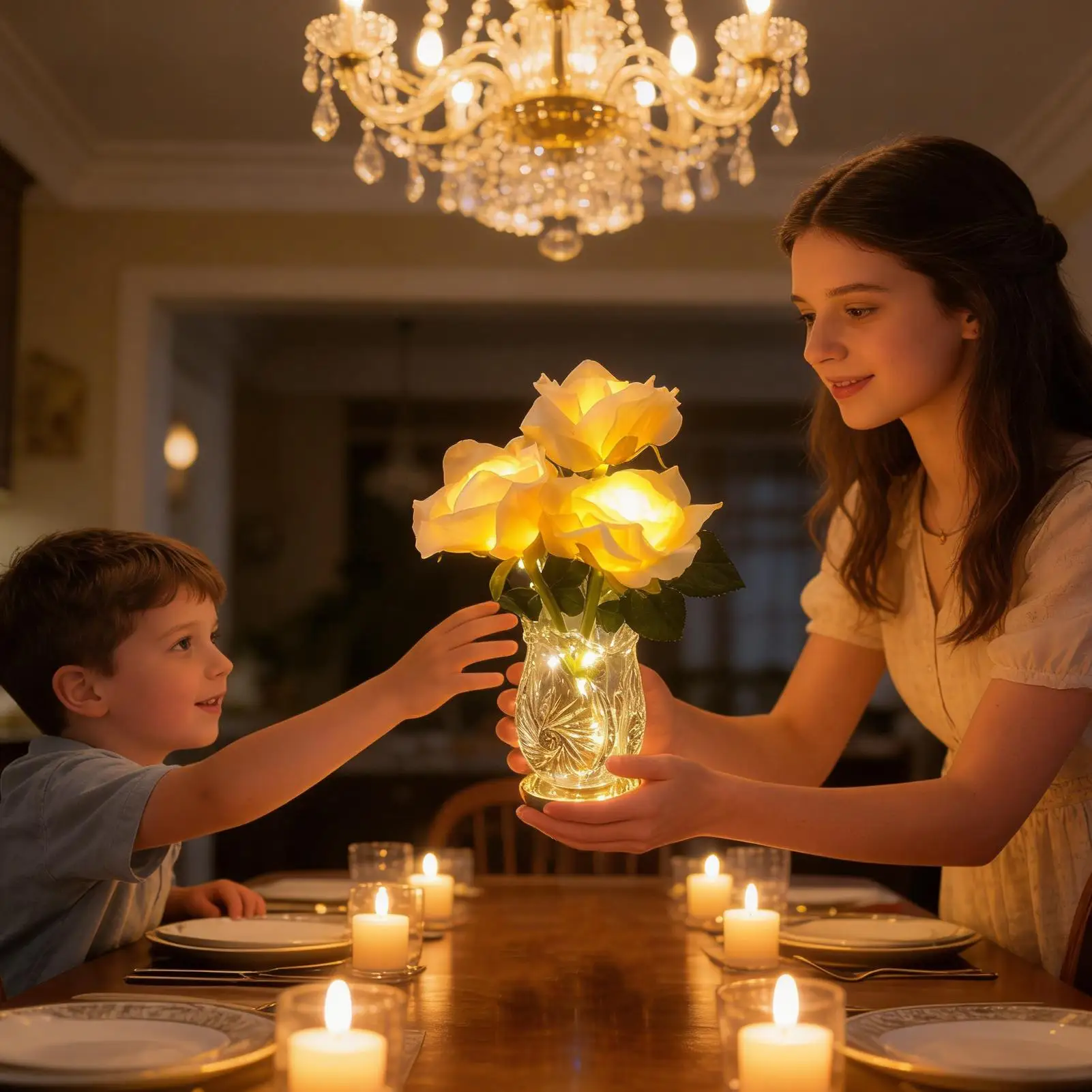 

Flower Night Light Color Changing Cordless LED Rose Lamp Decorative Landscape Flower Lights For Bedside Bedrooms Nursery Living