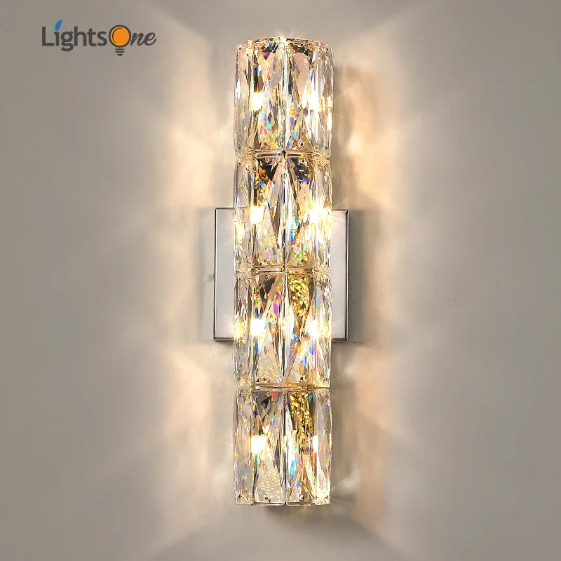 

Living room bedroom bedside long wall lamp background wall villa light luxury high-end crystal wall light