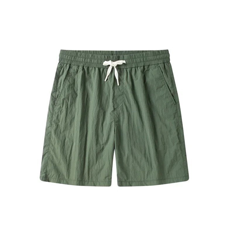 LIBIELIY Summer New Fashion Men's Solid Color Casual Trendy Knee Length Shorts Loose Wide Leg Breathable Sports Drawstring Short
