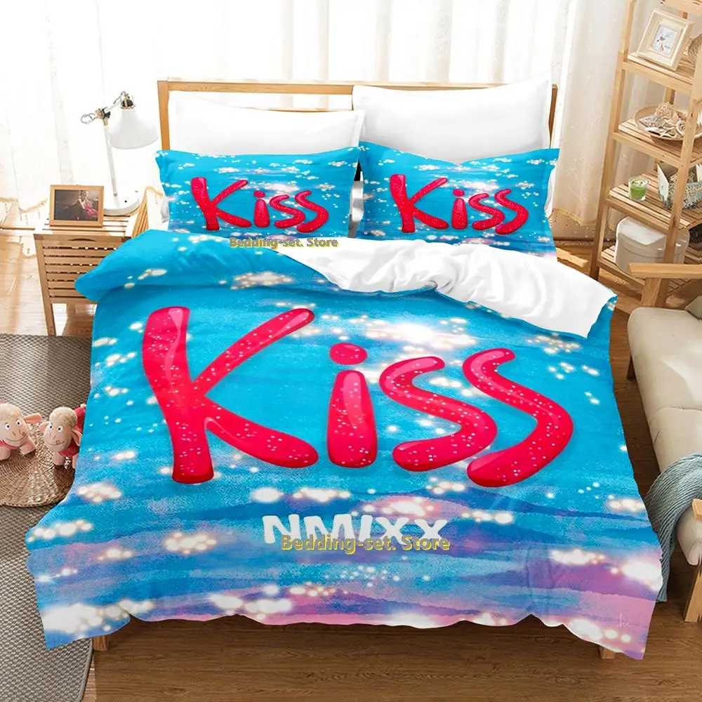 

2023 Kpop NMIXX Bedding Set Single Twin Full Queen King Size Bed Set Adult Kid Bedroom Duvetcover Sets Anime parure de lit Bed