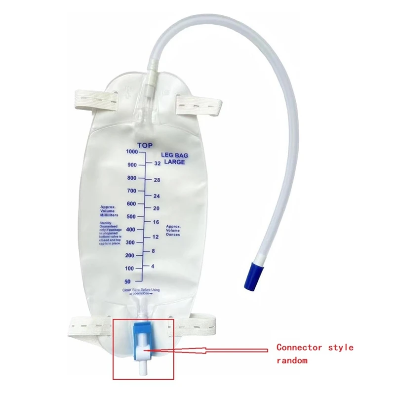 【اشتر الآن】حقيبة تصريف البولية 1000 مل حقيبة أرجل قسطرة، 5 عبوات من أكياس الساق القسطرة للرجال، أكياس القسطرة مع صمام مضاد للارتجاع #2