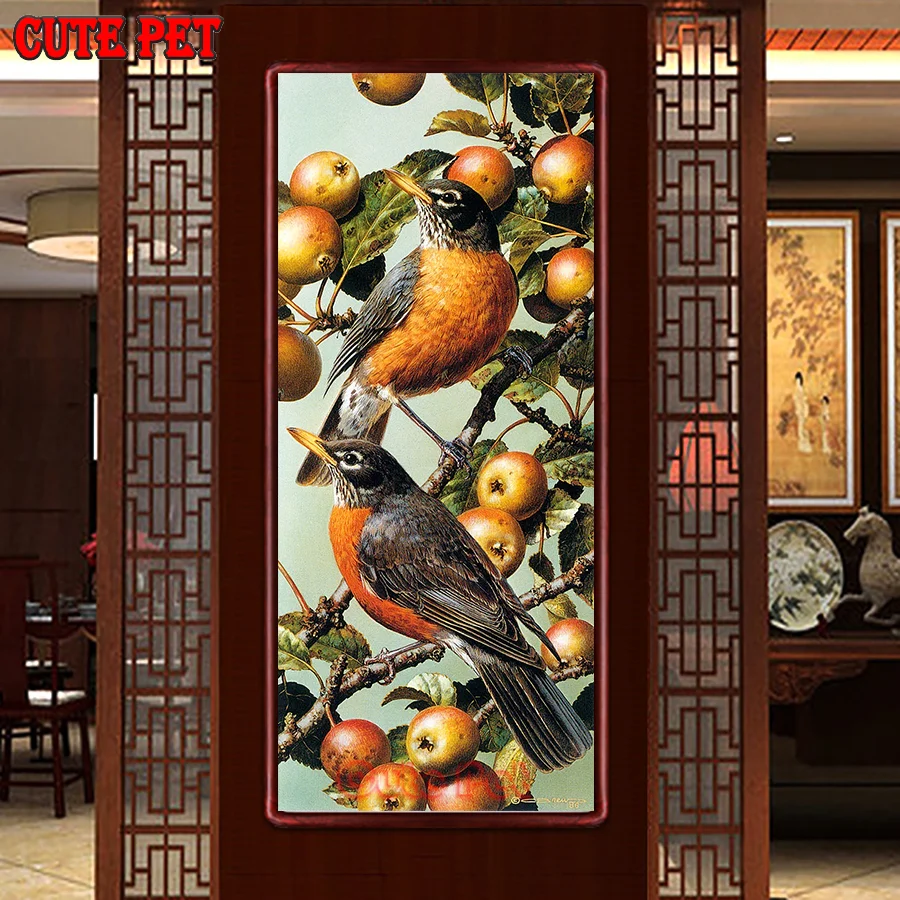 

Birds and Flowers Full square round diamond painting Branch leaf tree embroidery rhinestone mosaic diamond inlaid pattern decor