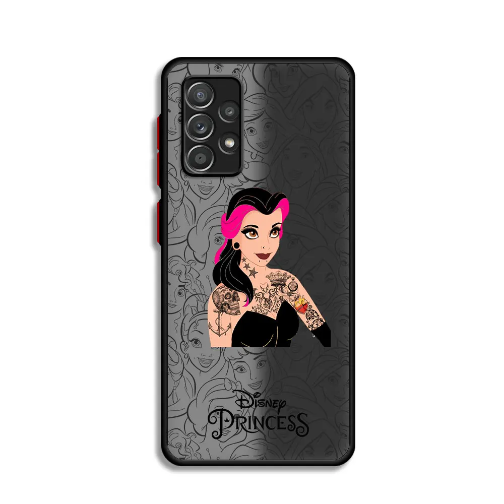 Disney Tattoo Princess Matte Case For Samsung Galaxy A52 A53 A54 A14 A13 A12 A71 A32 A50 A51 A23 A34 A33 A24 A22 Phone Cover