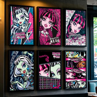 1pc Cartoon Monster High Movie Poster Paper Print Home Bedroom Entrance Bar Cafe Art Painting Decoration