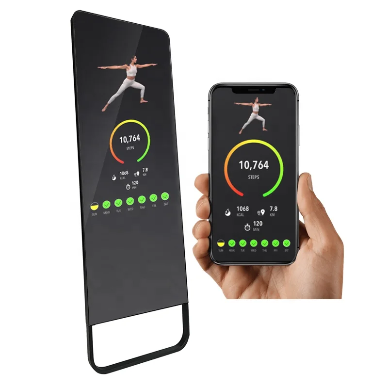 Chinese Factory Wifi Smart Android Touch Screen Sport Floor Standing Exercise Workout Fitness Mirror