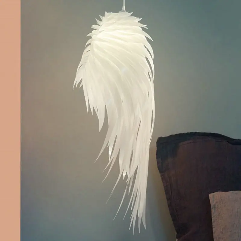 Modern LED Feather Pendant Lights PVC White Romantic Angel Wings Hanging Lamp Luminaire for Bedroom Home Decor Lighting Fixtures