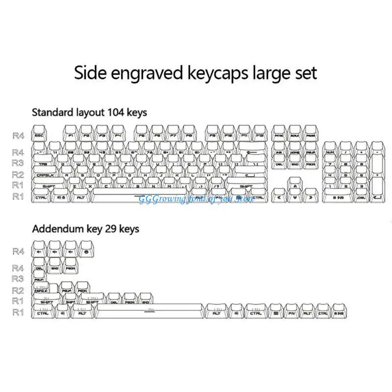 H9EB 133 Teclas RGB Tecla teclado engrasado en forma lado. Conjunto OEM para teclado teclado mecánico