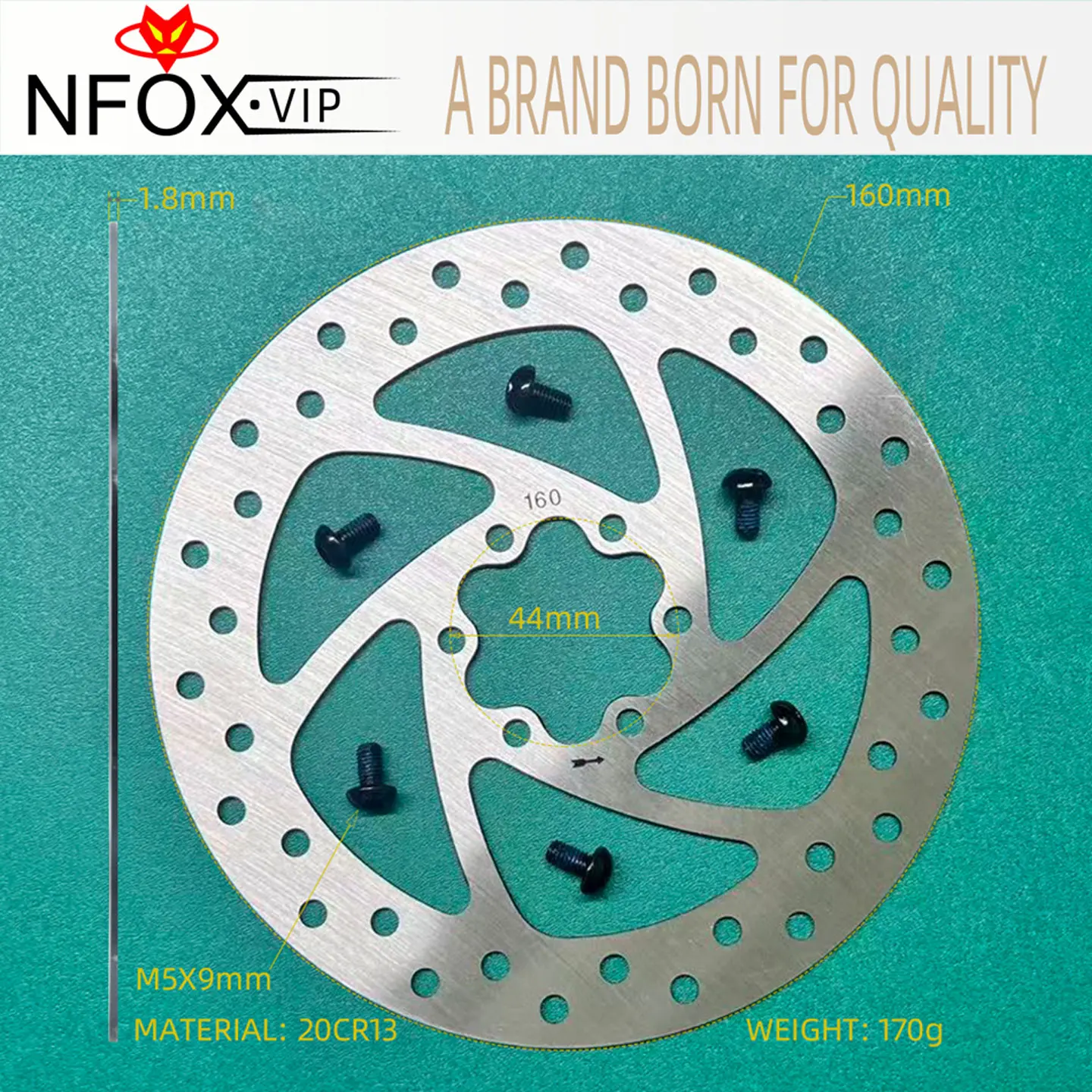 NFOX VTT vélo de route scooter électrique six clous 160A spécification rotor disque de frein épaisseur 1.8mm accessoires de frein