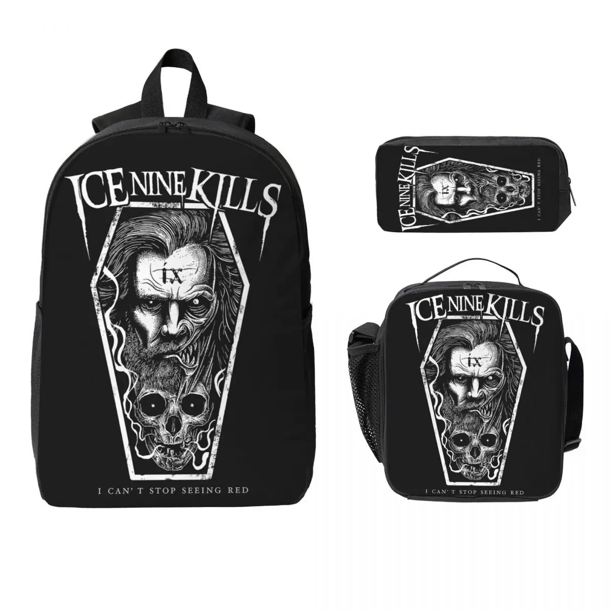 

Michele Nolli Ice Nine Kills Backpack Boys Girls BookBag School Bag Laptop Shoulder Bags 3ps Insulated Lunch Bag Pencil Case