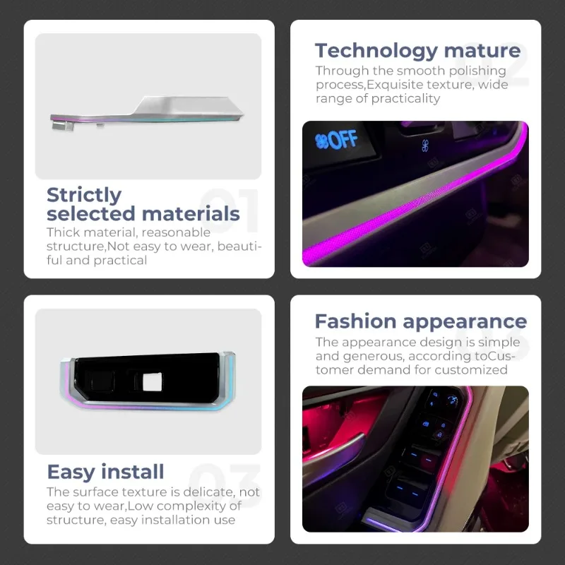 Car Ambient Light Strip for Land Cruiser 300 Music-synchronized Lighting Adjustable Brightness