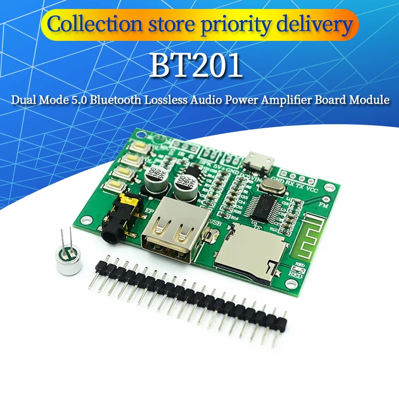 BT201 Dual Mode 5.0 Bluetooth Lossless Audio Power Amplifier Board Module Tf Card U Disk Ble Spp Serial Port Transparent Trans