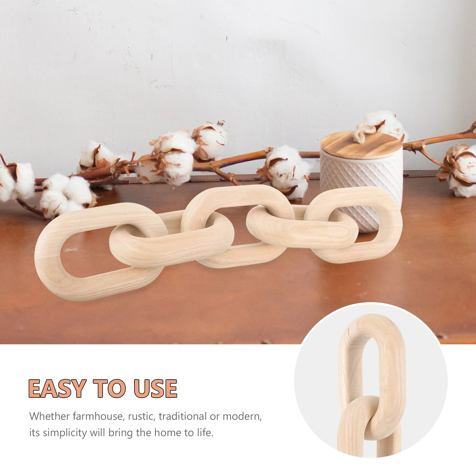 

Wooden Chain Link Decor Natural Wood Knot Craft For Living Room Bedroom Farmhouse Table Desktop Decoration Home Office