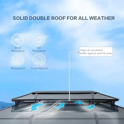 Hot Sale Luxury Portable Double Roof Canopy Pavilion Garden Outdoor Hardtop Gazebo With Curtains And Netting view 4