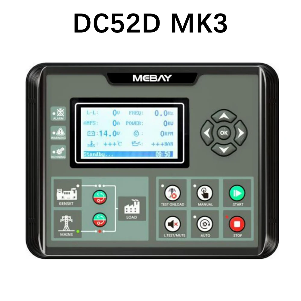 Mebay DC52D MK3 Original Controller for Diesel Engine Generator AMF Genuine Control Panel with New UI Design Electronics Parts