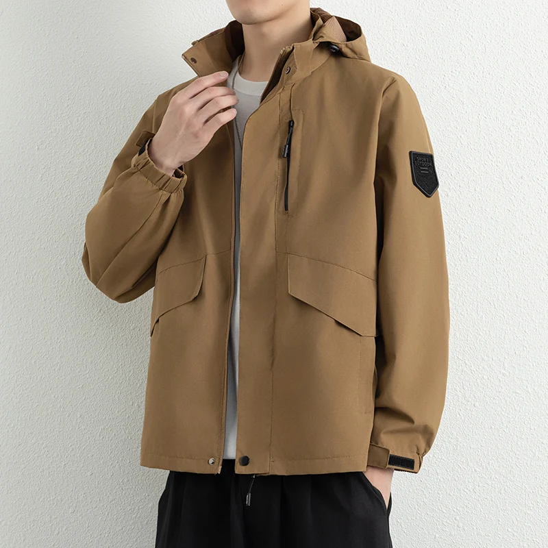 

GIOIOMen's Jacket, новая весенне-осенняя неглазная свободная повседневная куртка с капюшоном