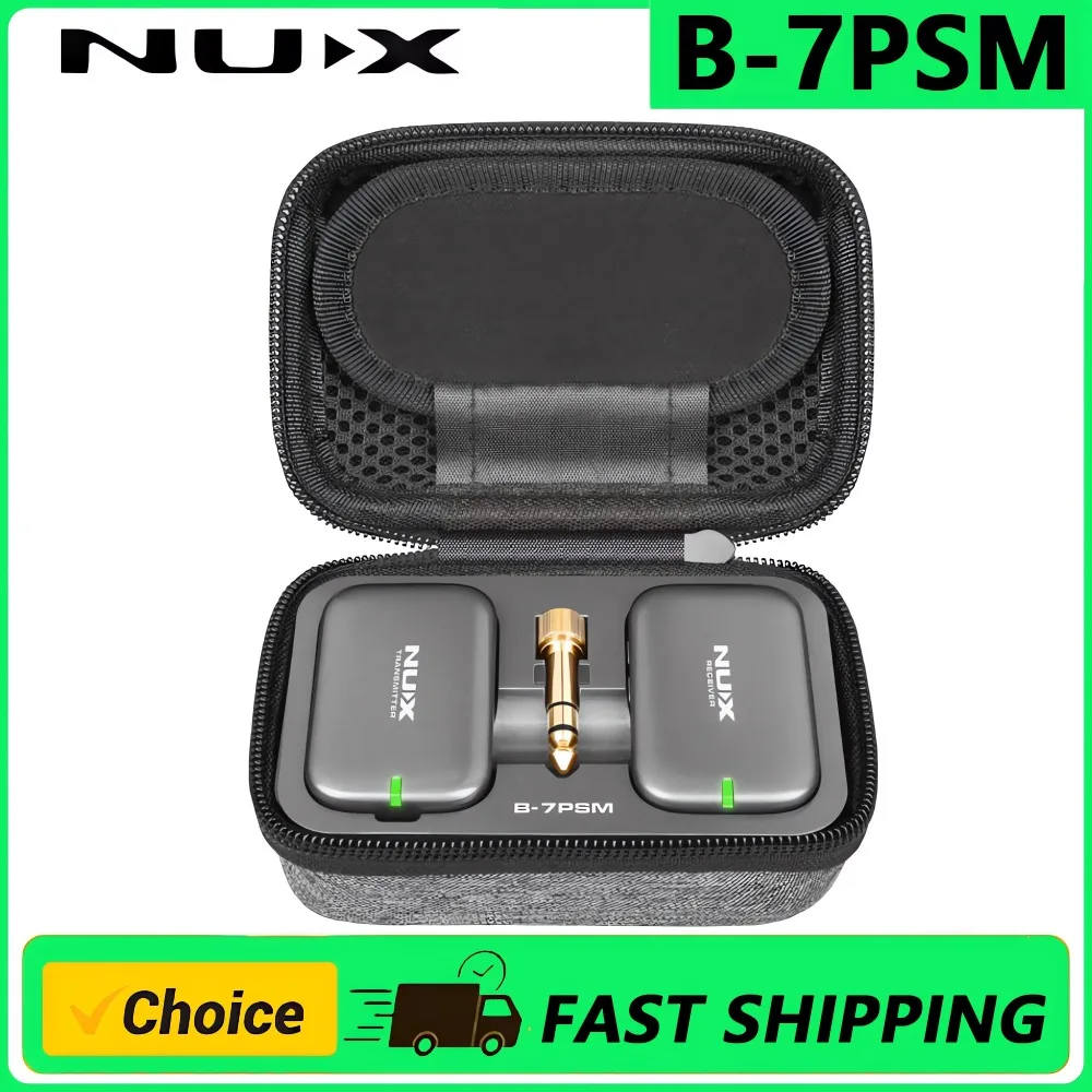 

NUX B-7PSM Беспроводная система внутриканального монитора 5,8 ГГц, стерео IEM, чехол для зарядки в комплекте, передача стереоаудио