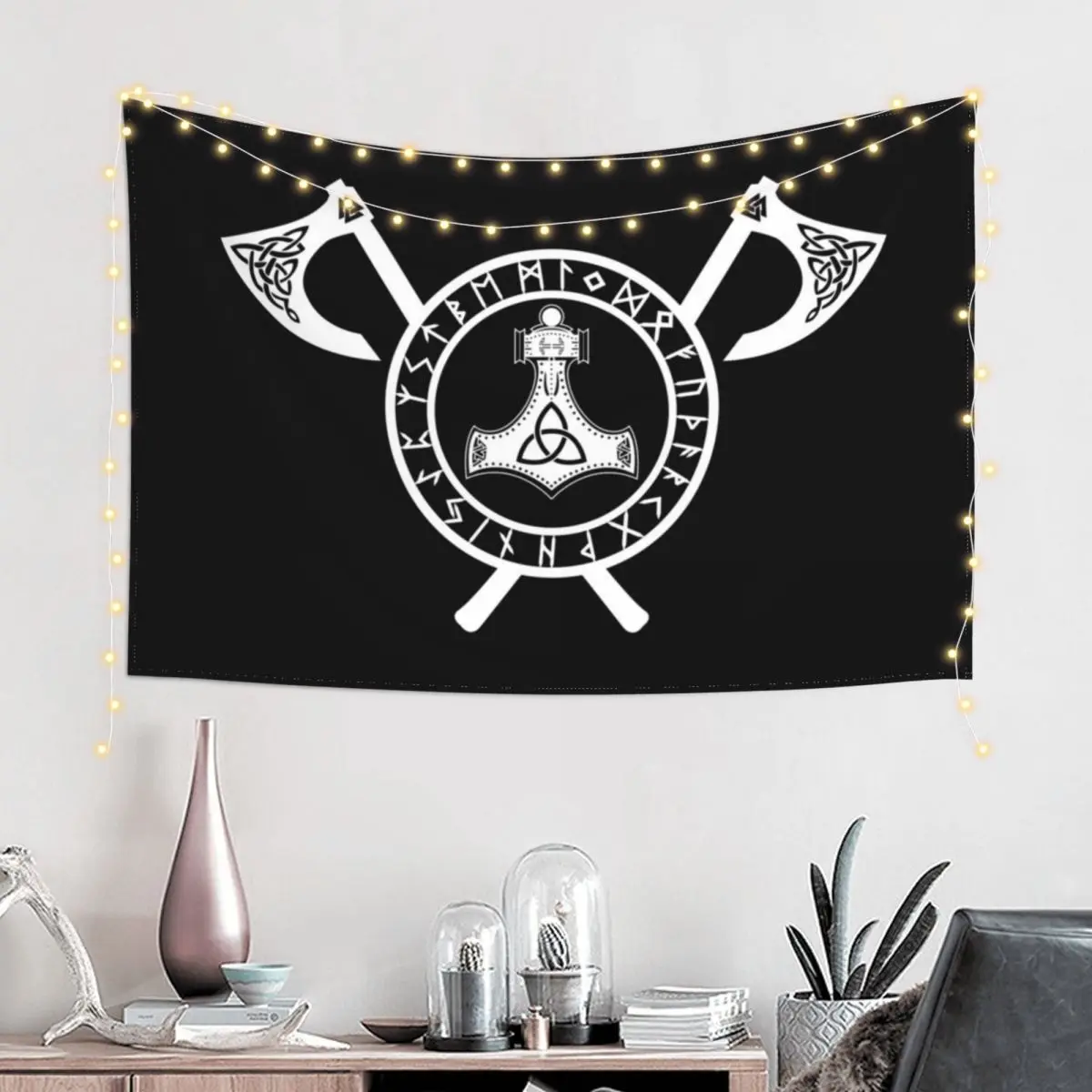 Mjolnir /// Norse Axe (Variant II) Tapestry Home Decorators Decoration For Rooms On The Wall Decoration Wall Tapestry