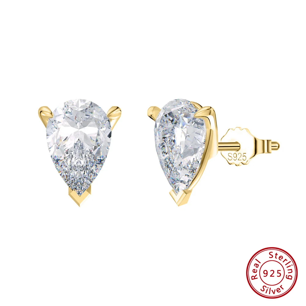 ORSA JEWELS 925 sterling zilveren oorknopjes met waterdruppel geslepen zirkonia steen, elegante en tijdloze sieraden voor dames LZE02 - afbeelding 1