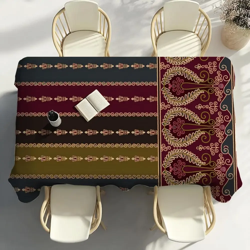 Retro Floral Geometric Pattern Table Cloth Home Party Picnic Dining Room Kitchen Desktop Dust-proof Decorative Table