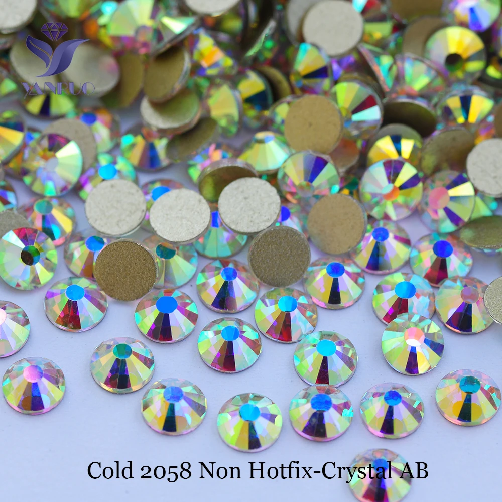 2058 All Color Nails Rhinestones Cold Fixation DIY non Hotfix Crystals Glass Flat Back Rhinestone On Clothes