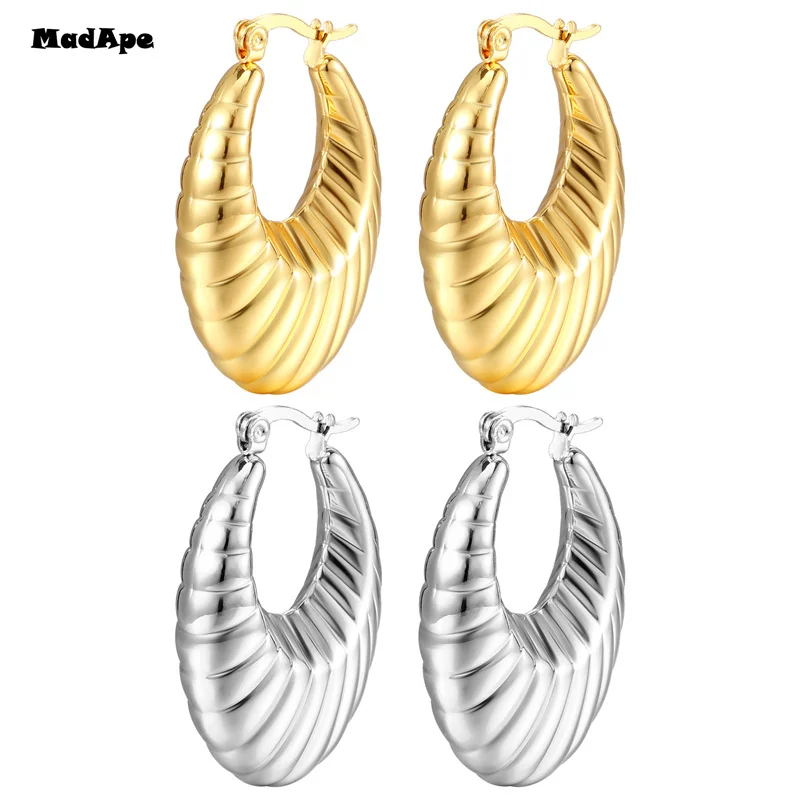 Minimalist Stainless Steel Hoop Earrrings for Women Gold Color Metal Circle Earrings Vintage Girls Party Jewelry Gifts