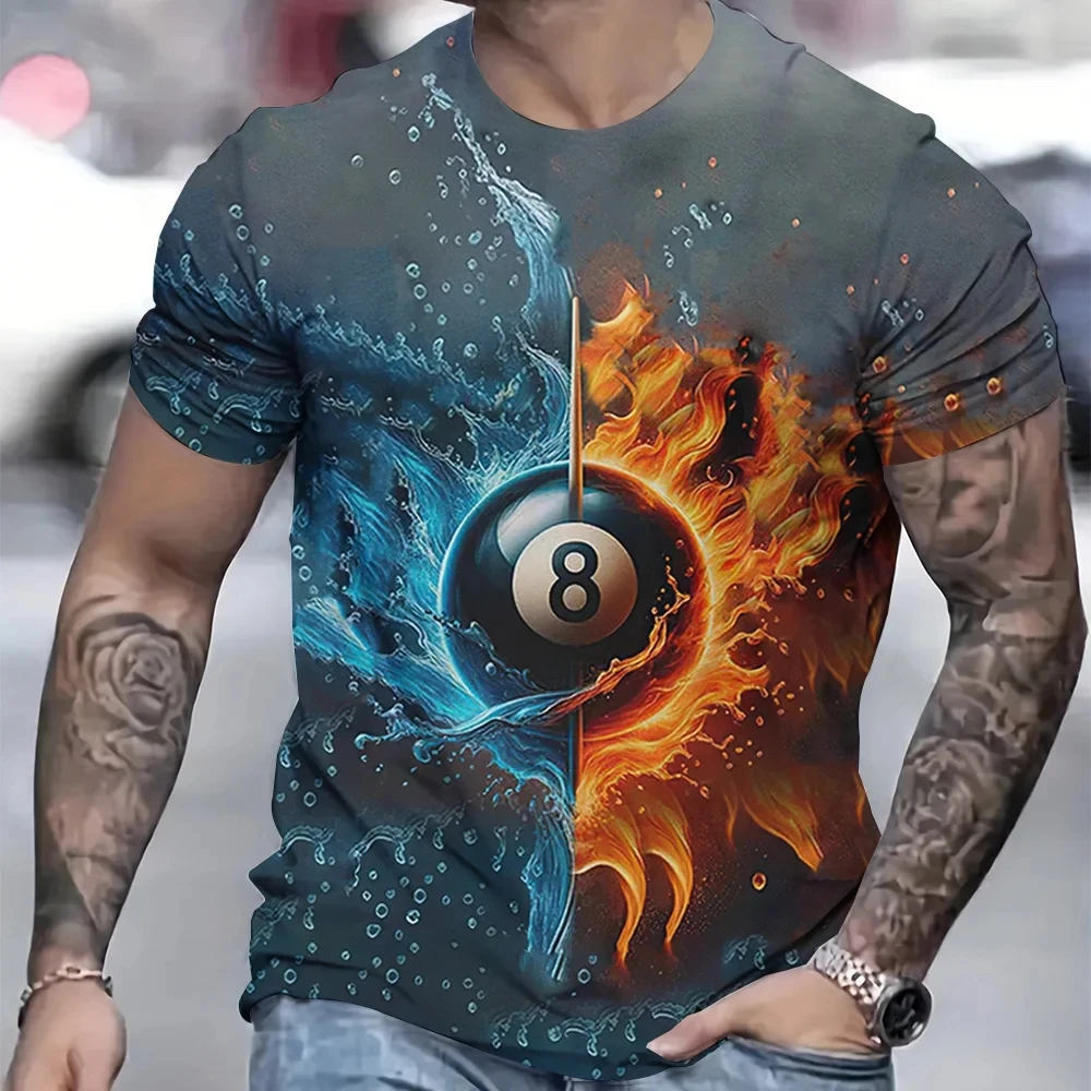 Fashion New Billiards Pattern 3D Printed Men's T-shirt Short sleeved Top Summer Street Harajuku Clothing Summer O-neck Loose tee