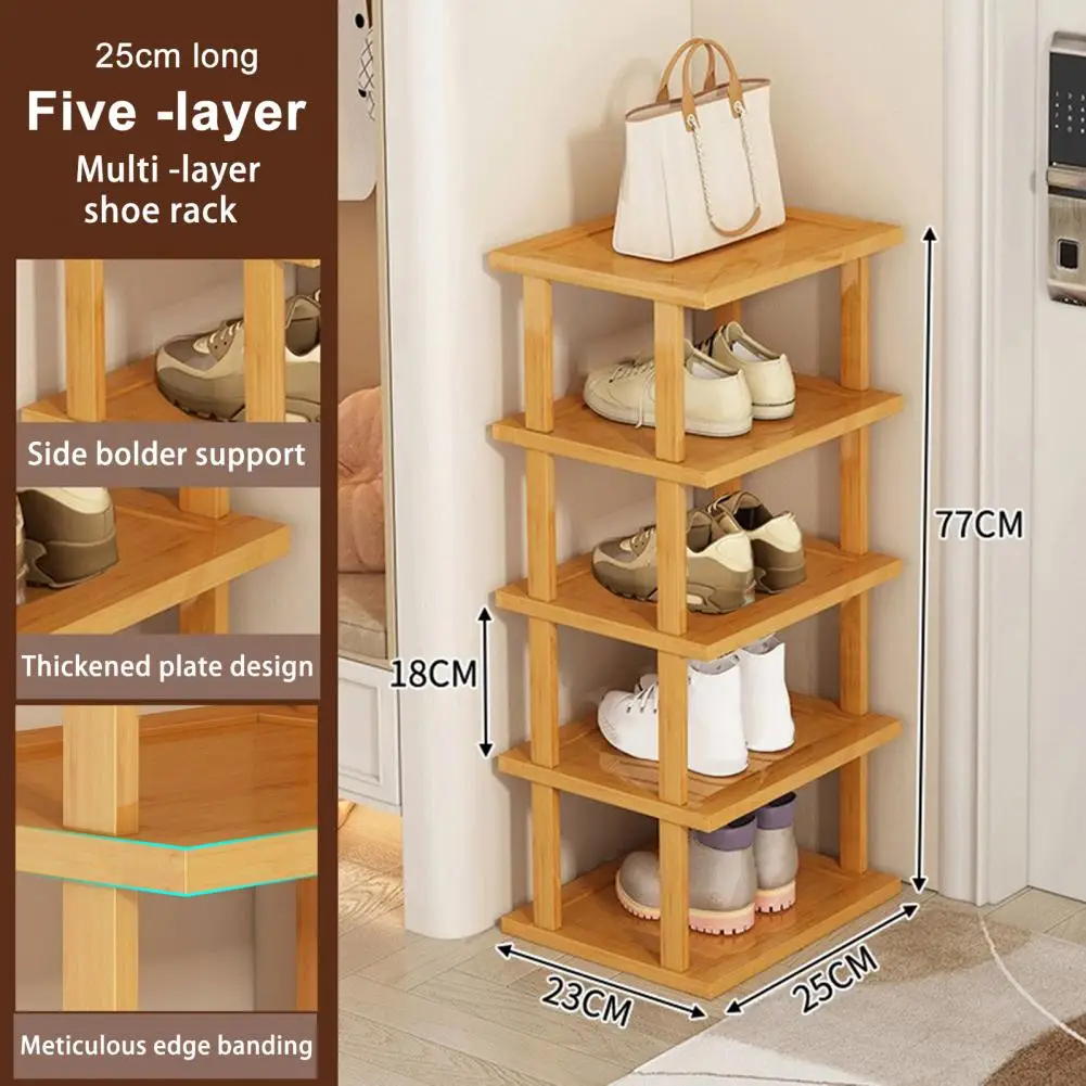 5/7/8 Tiers Vertical Shoe Rack, Wood Narrow Shoe Rack, Small Organizer, Space Saving Corner Shoe Shelf, Tall Tower, Free Standin