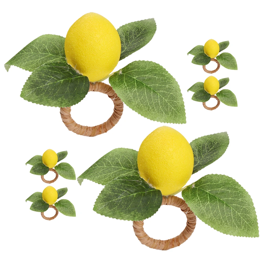 

6Pcs Lemon Napkin Rings Stylish Dinner Table Decoration for Family Gathering Hotel Event Napkin Holder Set Rustic Chic Design