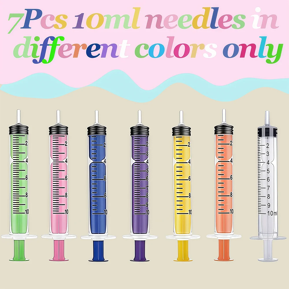 7 Colorful Syringes, 10ml Each, 7 Syringes in Different Colors, Multifunctional, Can Be Used for Liquid Transfer, Plant Watering, Laboratory Use, Animal Feeding, Etc view 2